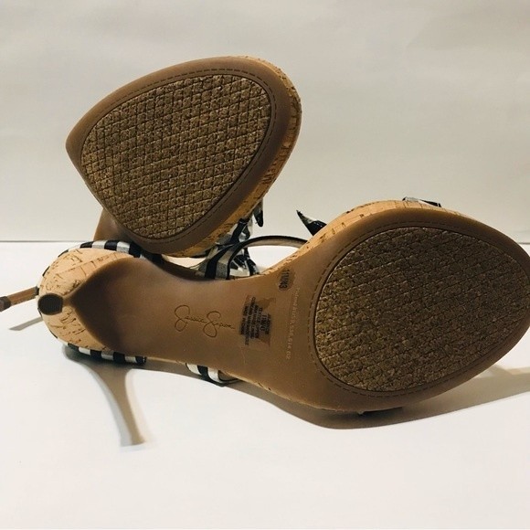 Jessica Simpson Kaycie Checkered Print Cork Stiletto Heels Size 11M - Picture 7 of 7